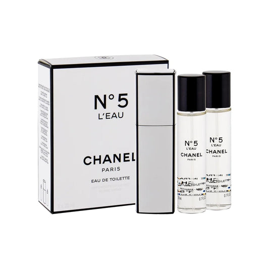 שאנל 5 לו טוויסט אנד ספריי סט - Chanel Set No.5 L'Eau Twist and Spray 3x20ml E.D.T - בושם לאישה מקורי - בקבוק ואריזה