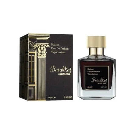 פרגרנס וורלד ברקאת סאטין אוד - Fragrance World Barakkat Satin Oud 100ml E.D.P - בושם יוניסקס מקורי - בקבוק ואריזה