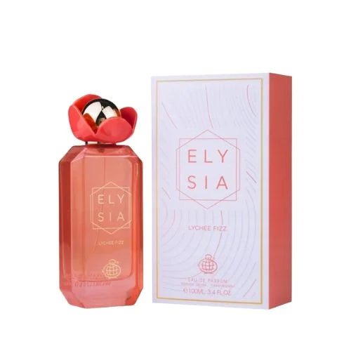 פרגרנס וורלד אליסיה ליצ'י פיז - Fragrance World Elysia Lychee Fizz 100ml E.D.P - בושם לאישה מקורי - בקבוק ואריזה