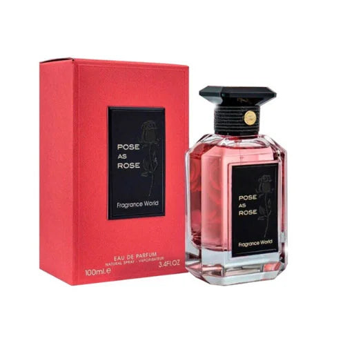פרגרנס וורלד פוז אז רוז - Fragrance World Pose As Rose 100ml E.D.P - בושם לאישה מקורי - בקבוק ואריזה