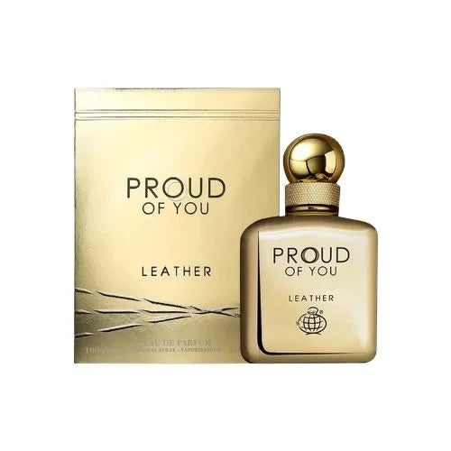 פרגרנס וורלד פראוד אוף יו לד'ר - Fragrance World Proud Of You Leather 100ml E.D.P - בושם לגבר מקורי - בקבוק ואריזה