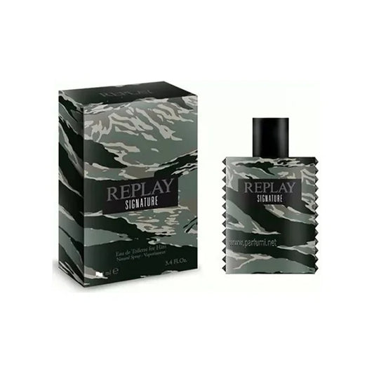 רפליי סיגנצ'ר פור מן - Replay Signature For Man 100ml E.D.T - בושם לגבר מקורי - בקבוק ואריזה