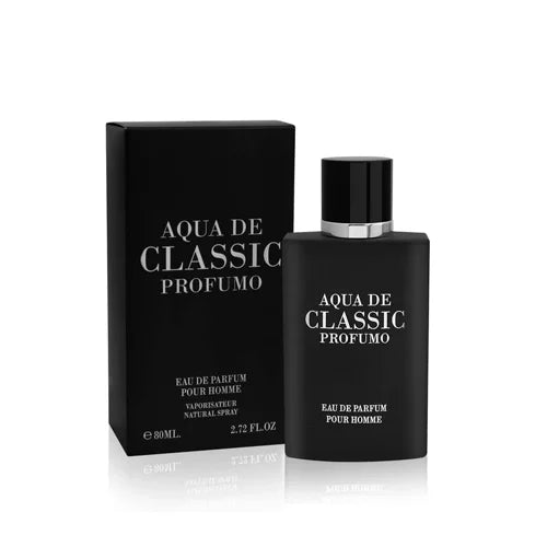 פרגרנס וורלד אקווה דה קלאסיק פרופומו - Fragrance World Aqua De Classic Profumo 80ml E.D.P - בושם לגבר מקורי - בקבוק ואריזה