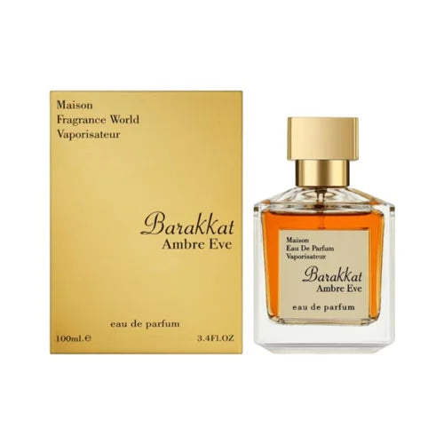 פרגרנס וורלד ברקאת אמבר איב - Fragrance World Barakkat Ambre Eve 100ml E.D.P - בושם יוניסקס מקורי - בקבוק ואריזה