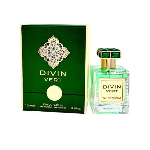 פרגרנס וורלד דיוין ורט - Fragrance World Divin Vert 100ml E.D.P - בושם לגבר מקורי - בקבוק ואריזה