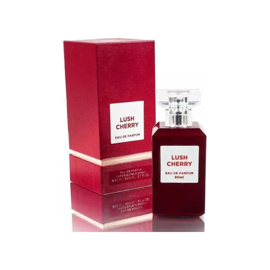 פרגרנס וורלד לאש צ'רי - Fragrance World Lush Cherry 80ml E.D.P - בושם יוניסקס מקורי - בקבוק ואריזה