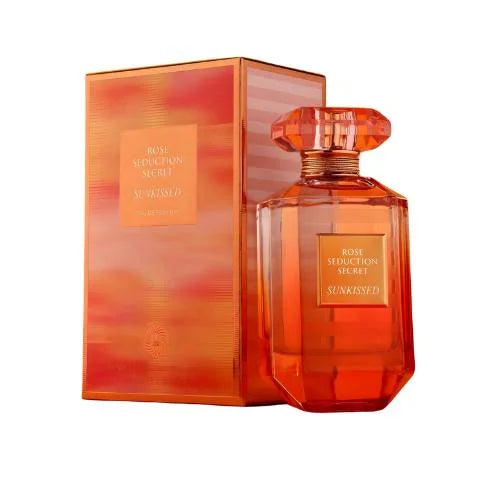 פרגרנס וורלד רוז סדקשן סיקרט סאנקיסד - Fragrance World Rose Seduction Secret Sunkissed 100ml E.D.P - בושם לאישה מקורי - בקבוק ואריזה