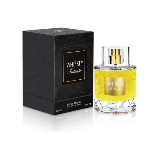 פרגרנס וורלד ויסקי אינטנס - Fragrance World Whiskey Intense 100ml E.D.P - בושם יוניסקס מקורי - בקבוק ואריזה