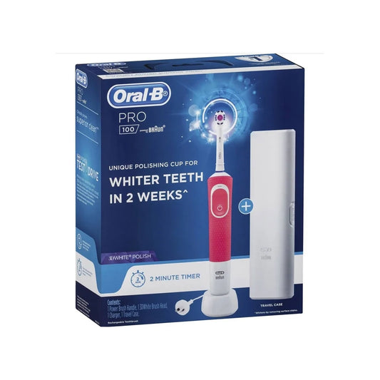 Oral-B Pro 100 3D White Electric Toothbrush + Travel Case